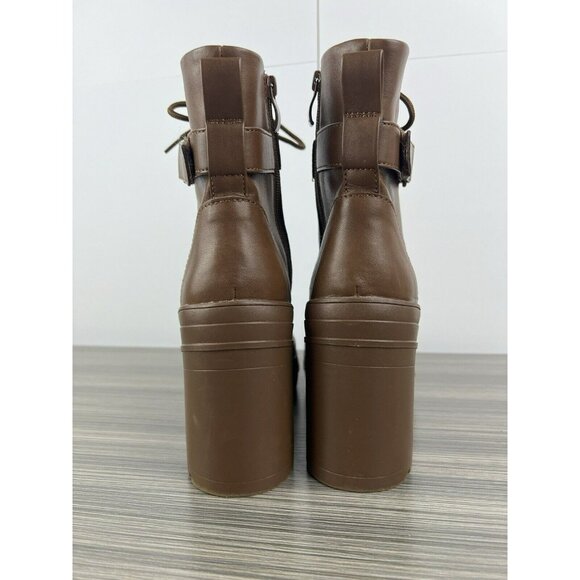 Limelight Womens Boot Size 8 Jazzie Brown Lace Up Zipper Platform Boots Shoe Y2K - Picture 7 of 10